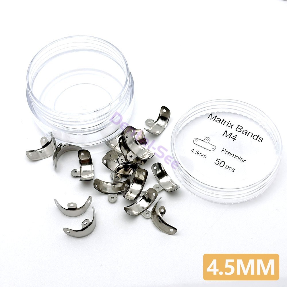 50Pcs/Box Dental Metal Matrix Bands M4 With Hole Sectional Contoured Matrice