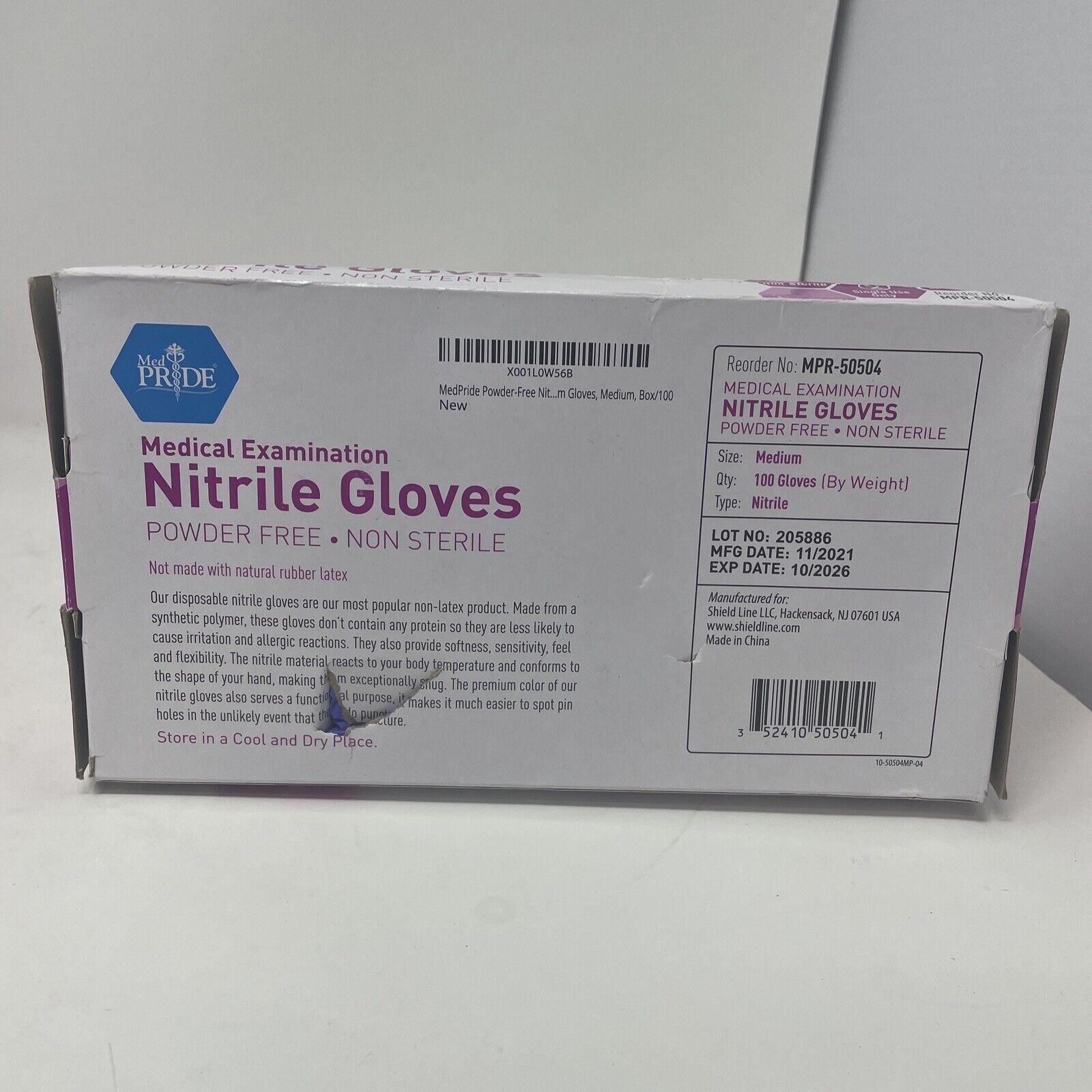 Medpride Medical Examination Nitrile Gloves-Medium-Box of 100 Gloves, Blue