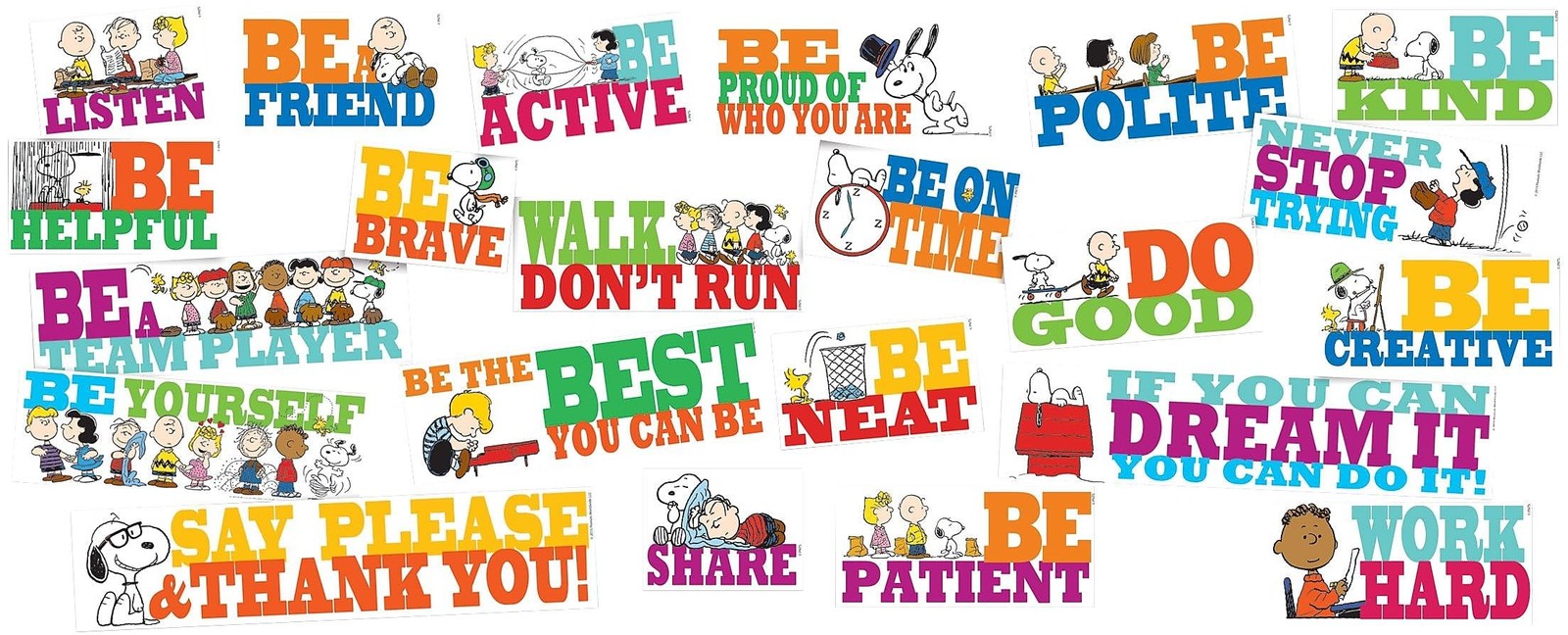 Eureka EU-847542 Peanuts Quotes Bulletin Board Set – 22 Pc Classroom Decor