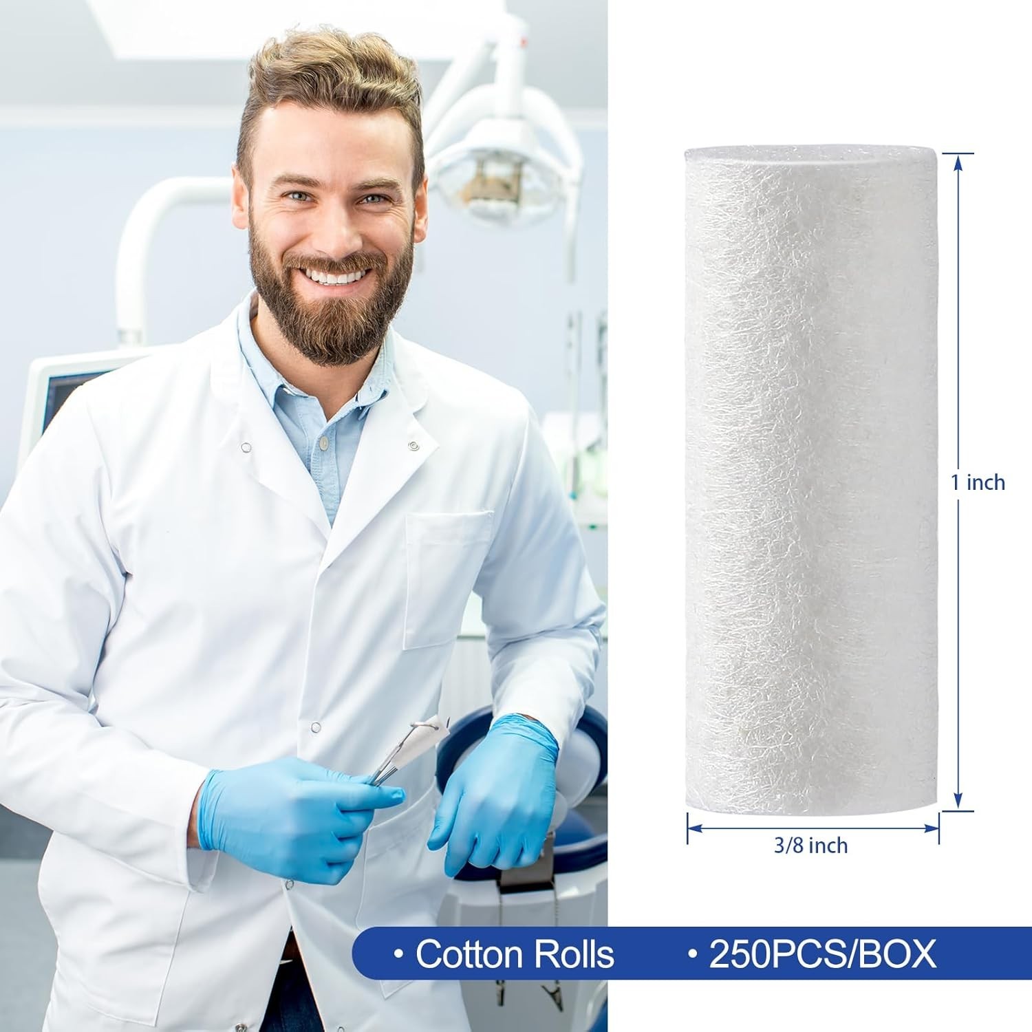 250 Pcs Dental Cotton Rolls, 1” Non-Sterile Nosebleed Plugs, Nosebleed Stopp…