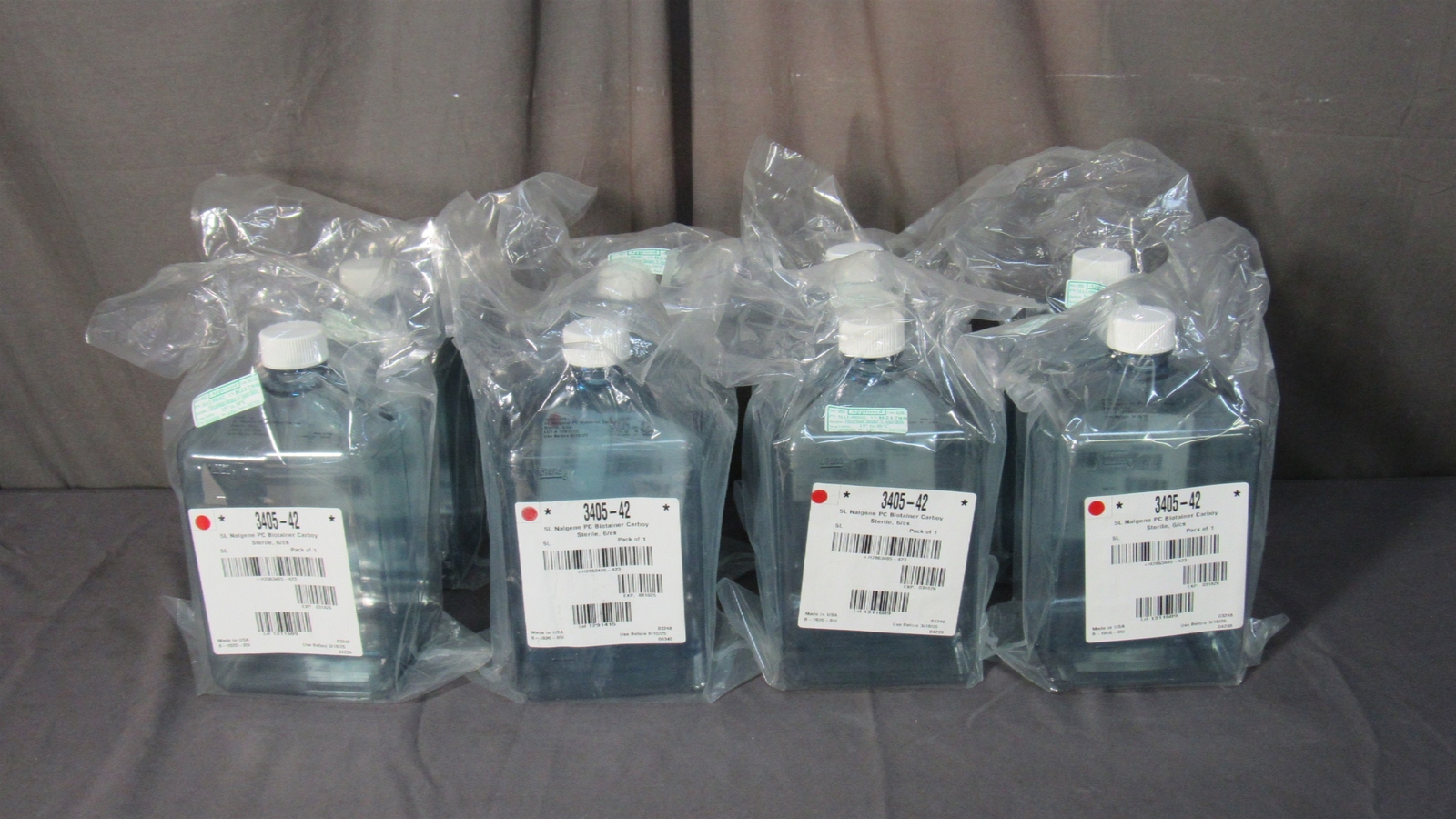New 8-Pack Thermo Nalgene 3405-42 5-Liter Polycarbonate Biotainer Carboys