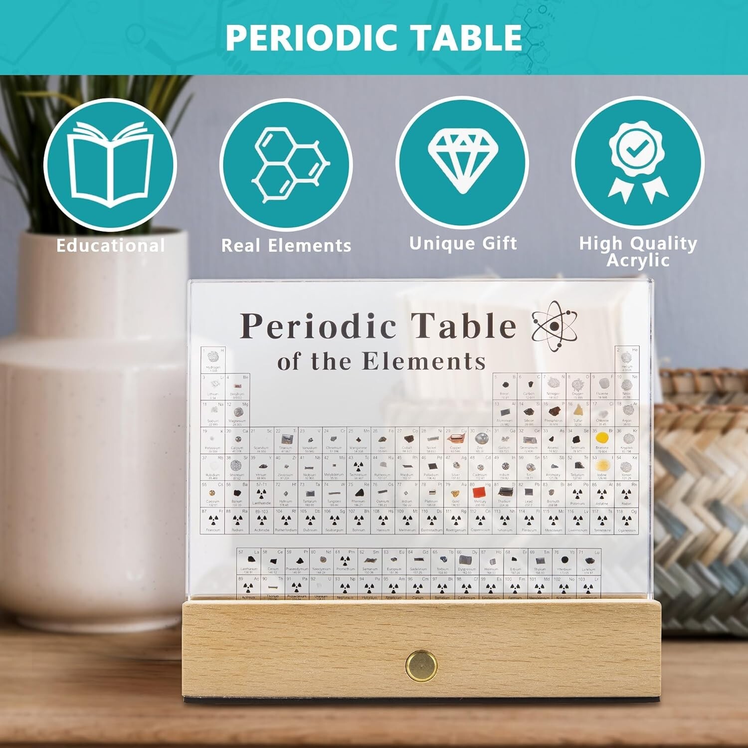 Periodic Table Of Elements with 83 Real Elements, Acrylic Periodic Table Disp…
