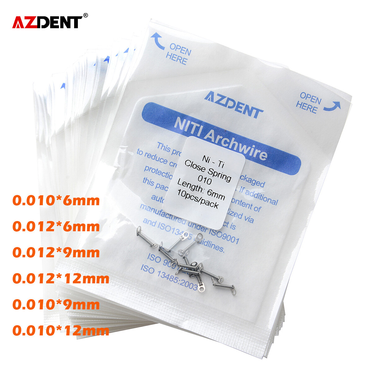 AZDENT Dental Orthodontic Closed Coil Spring 0.010″ 6mm 0.012*12mm 10pcs/Pack