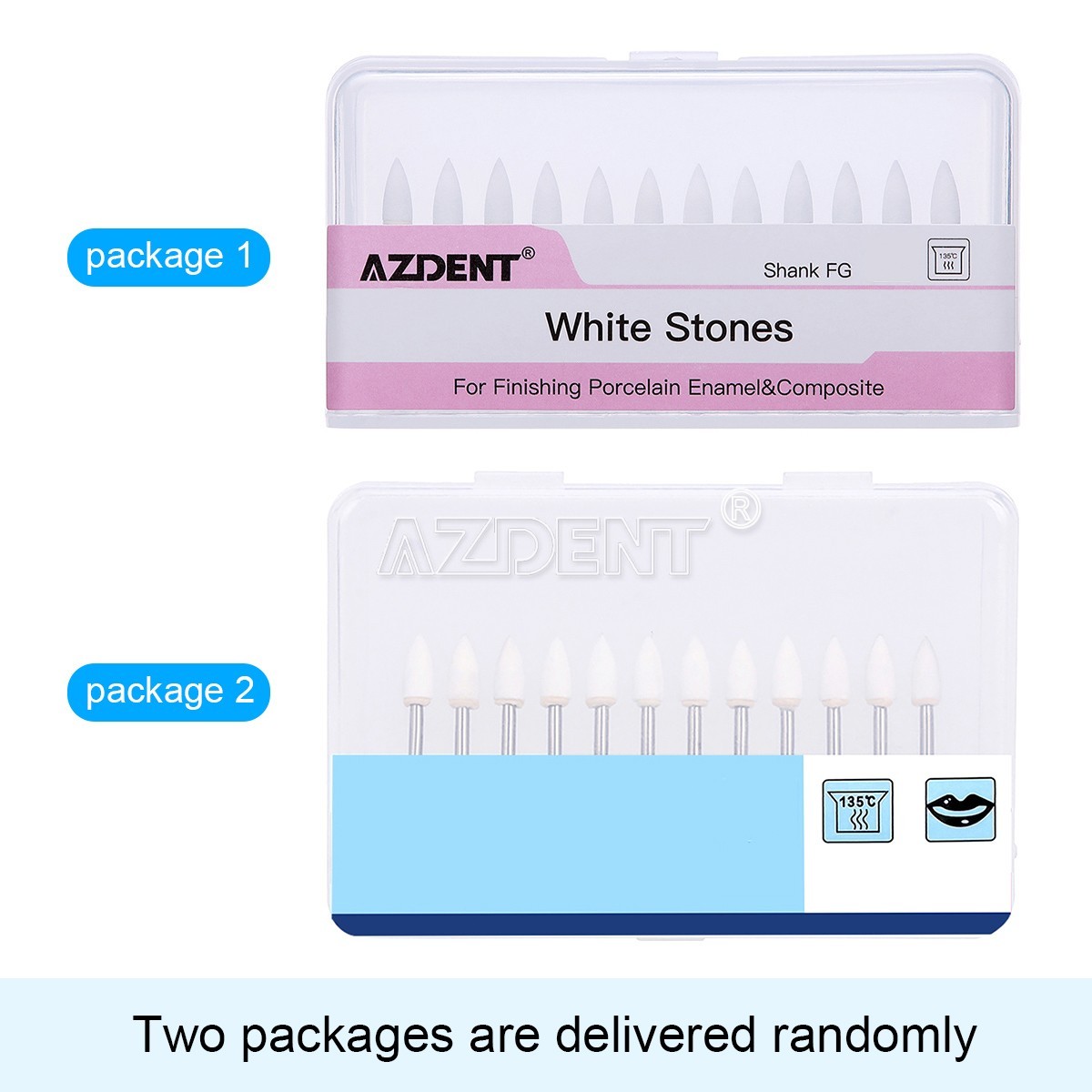 36pcs AZDENT Dental Flame White Stone Polishing FG Burs Abrasion Point Bur FL2