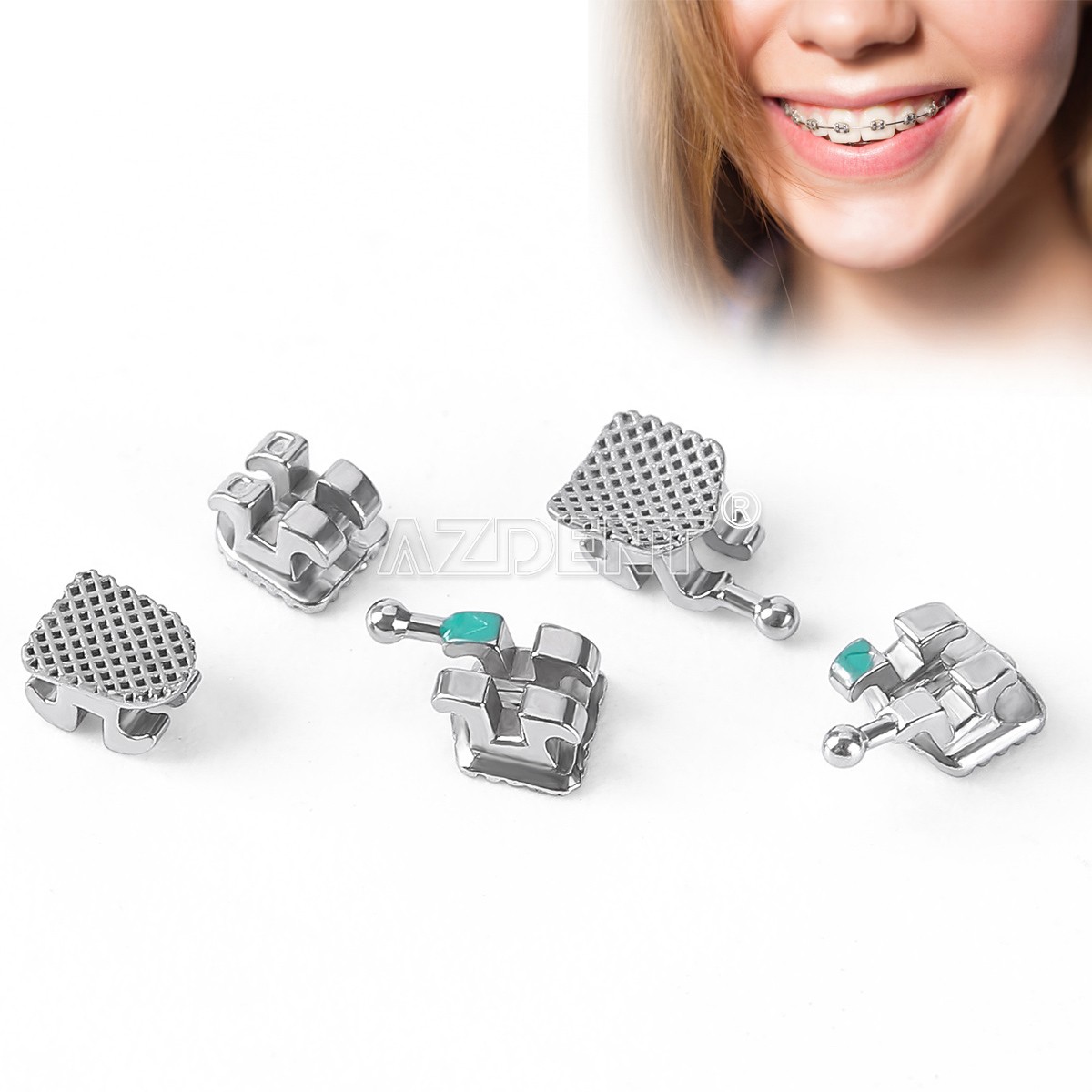 50 Sets AZDENT Dental Orthodontic MIM Monoblock Brackets Brace Roth.022 345 HOOK