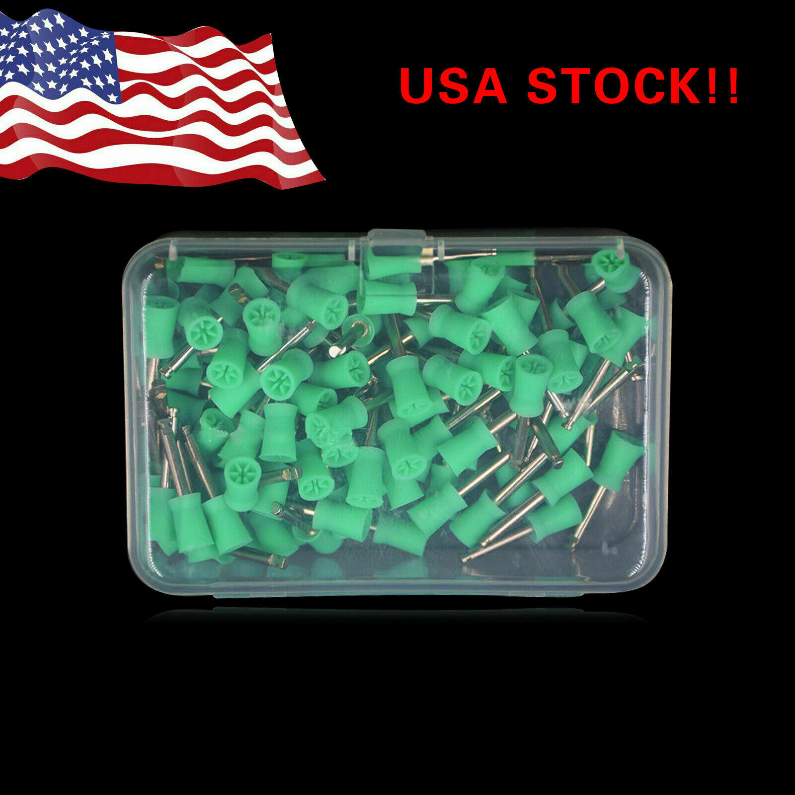 100 pieces Dental Rubber Prophy Tooth Polish Polishing Cups Latch Type Green NJ