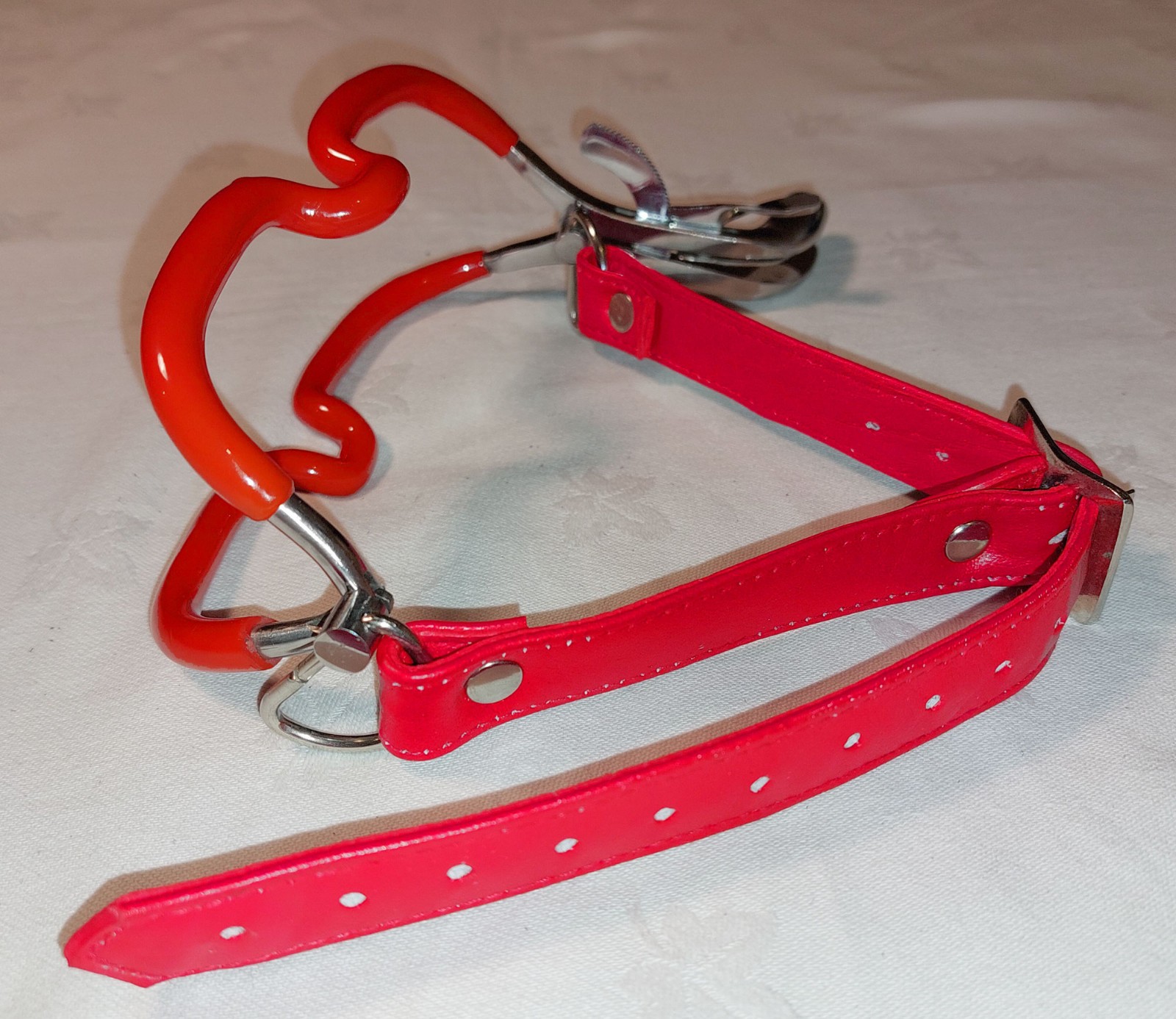 PVC Coated Jennings Mouth Gag Dental Gag Red Soft Leather Strap UK Seller