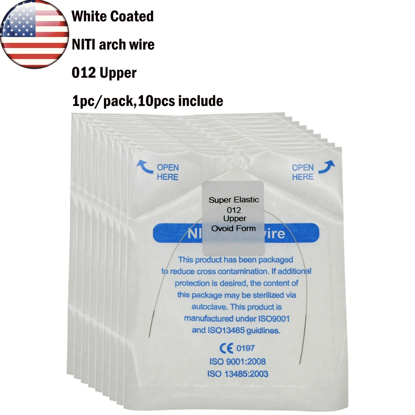 10Pcs Dental Orthodonic Niti White Arch Wire Super Elastic Upper Lower 012-020