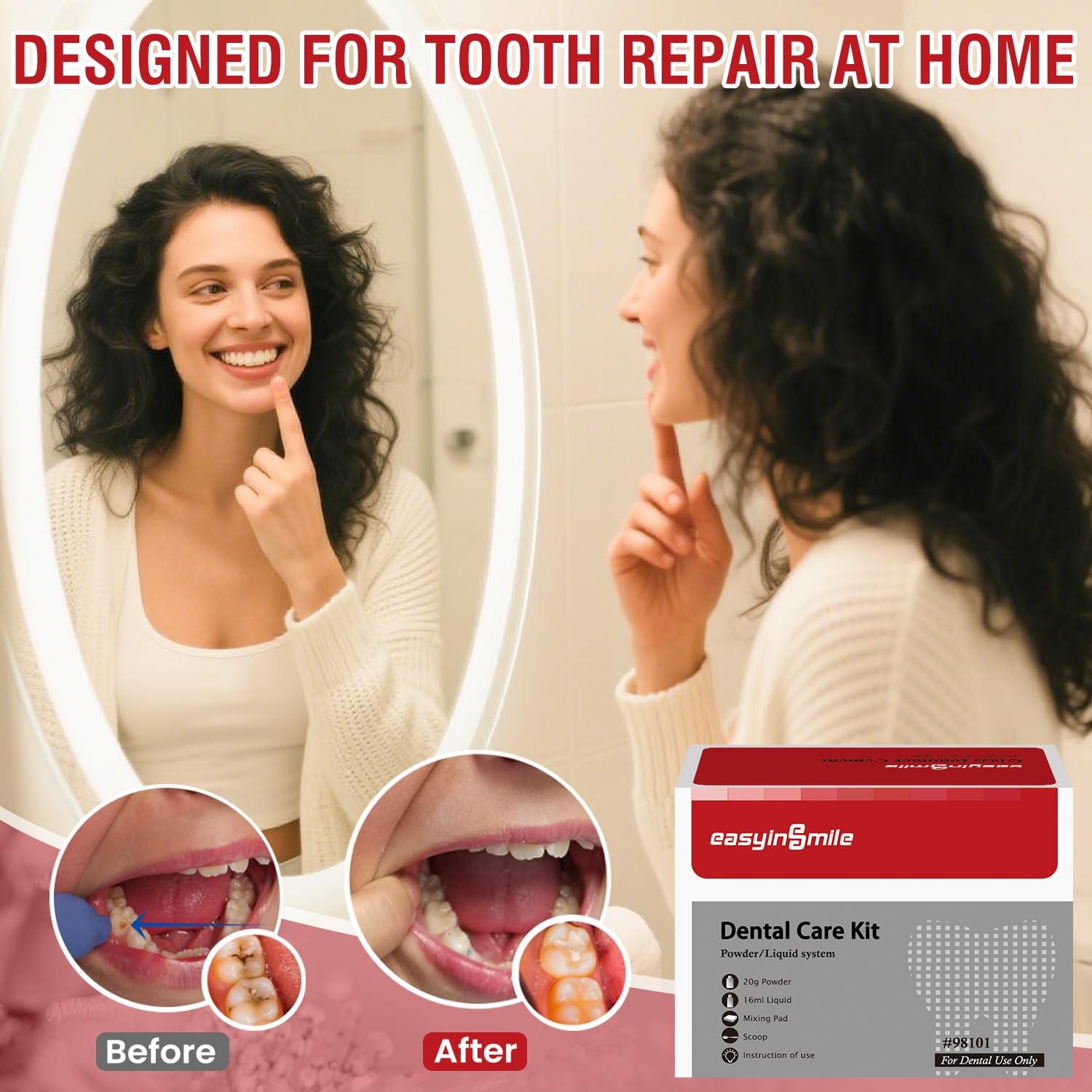 Tooth Repair Kit Zinc Oxide Eugenol,Dental Cement for Chipped Broken Teeth, Miss