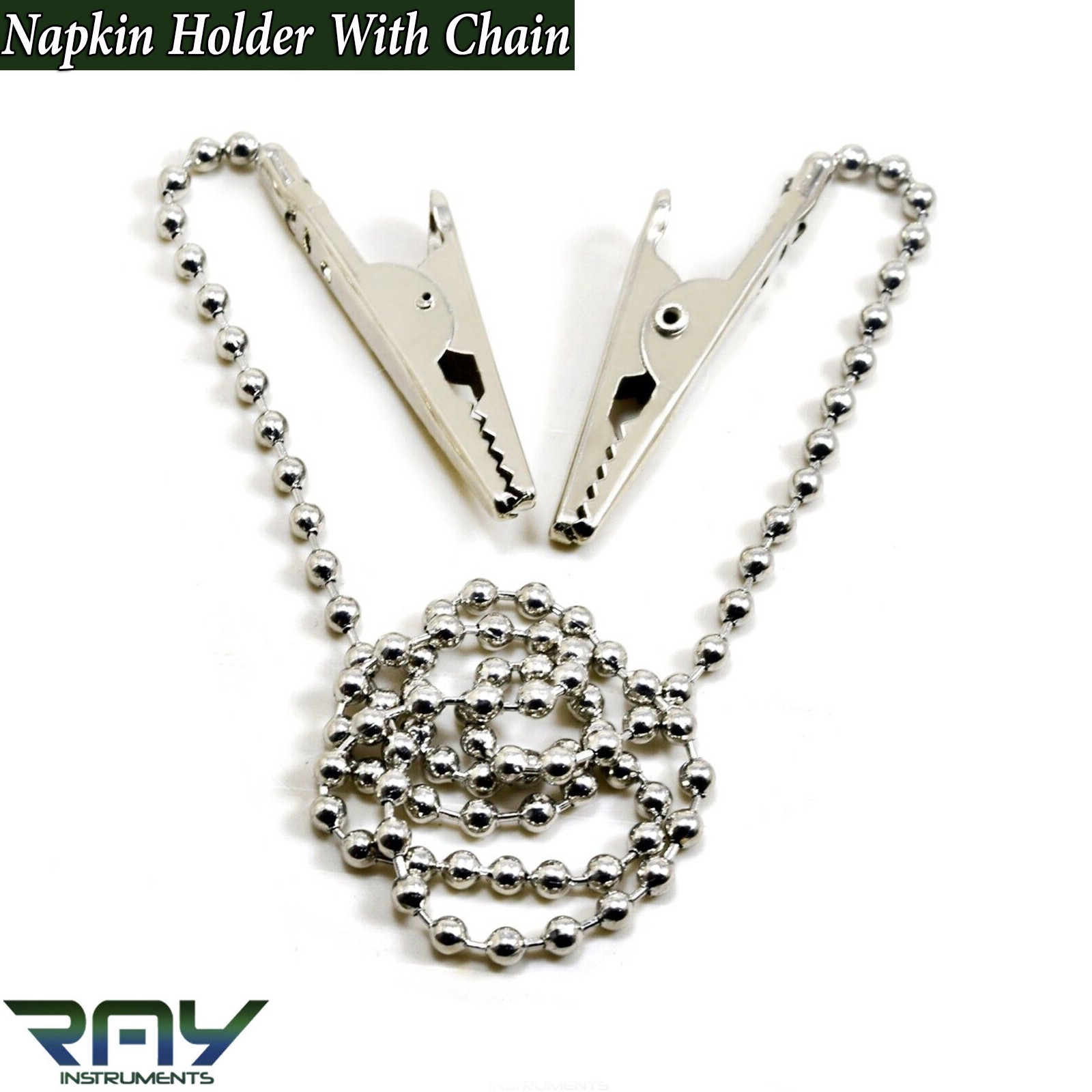 Dental Bib Clips Napkin Holder Flexible Ball Chain With Metal Balls