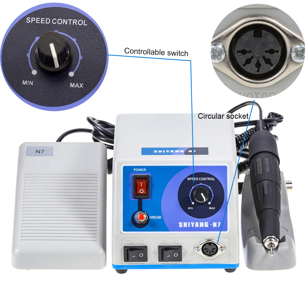 N7 Portable Dental Micromotor Polishing Unit with 45K RPM Polishing Handle H37LN