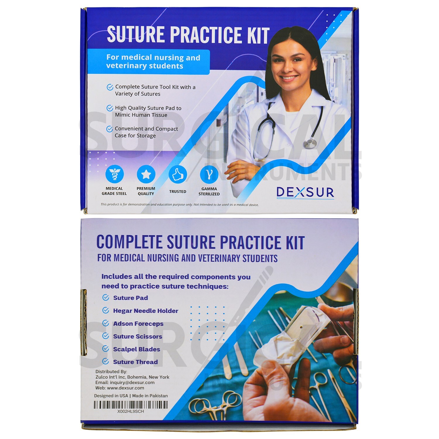15 Piece Practice Suture Kit Set for Medical and Veterinary Student Training