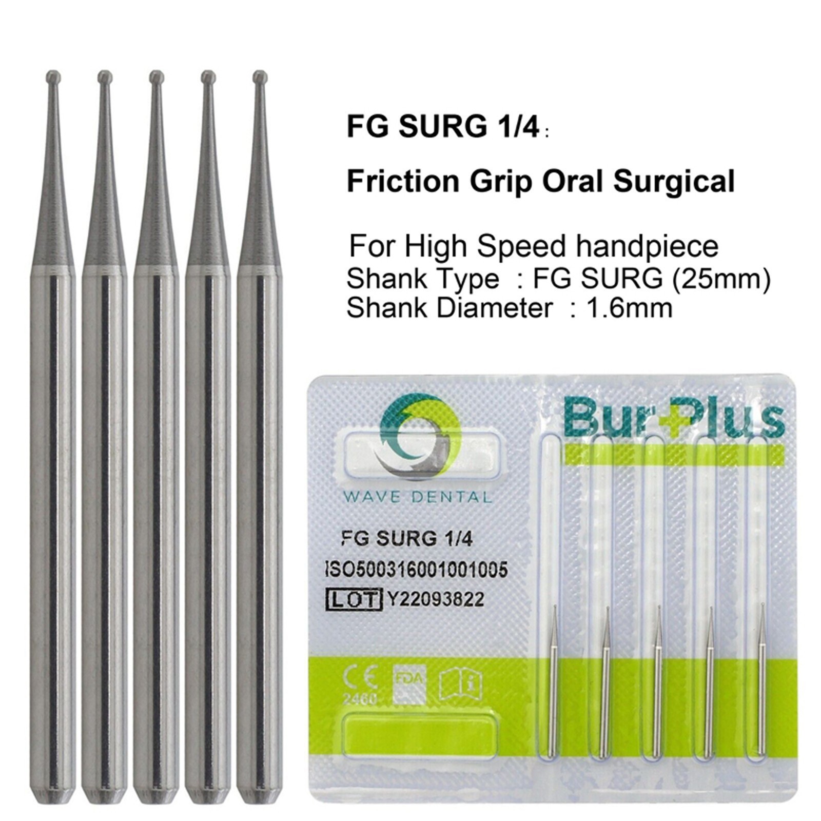 WAVE Dental FG SURG Burs 25mm Long High Speed Round Surgical Carbide Bur 6 8 1/4