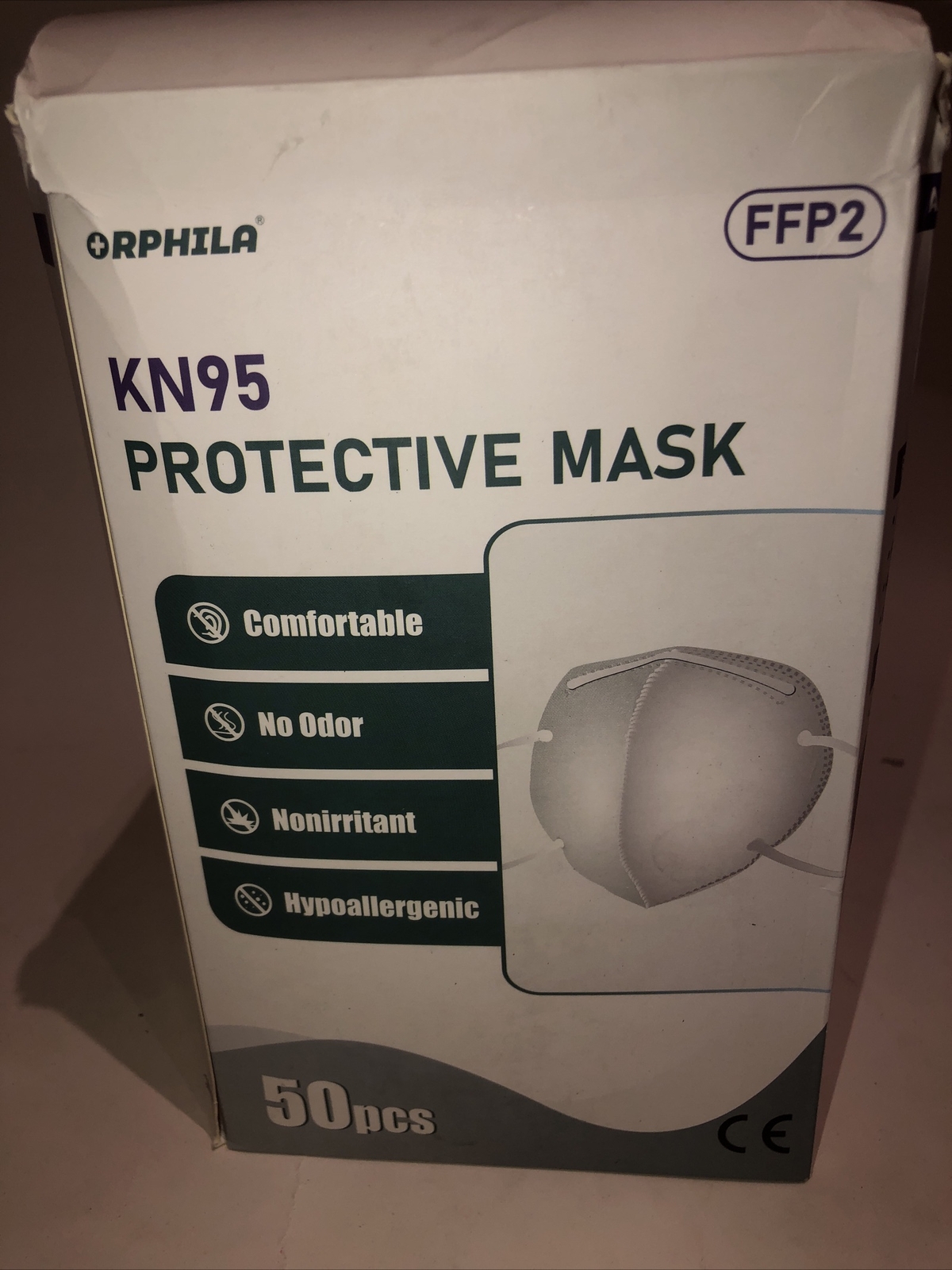 (50) Face Mask Mouth Nose Cover.. White KN95 Protective 5 Layer Disposable