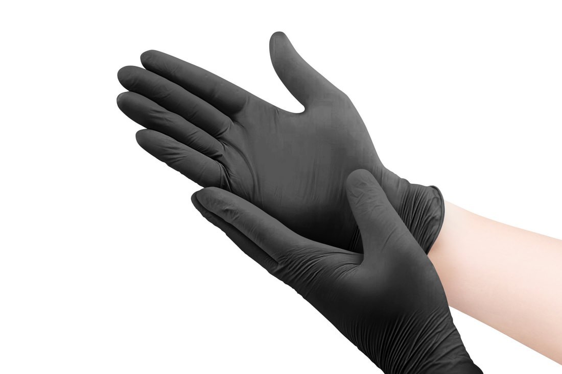 Black Nitrile Exam Gloves 3.5-4.0 Mil Powder Free Latex Free Textured 100pcs