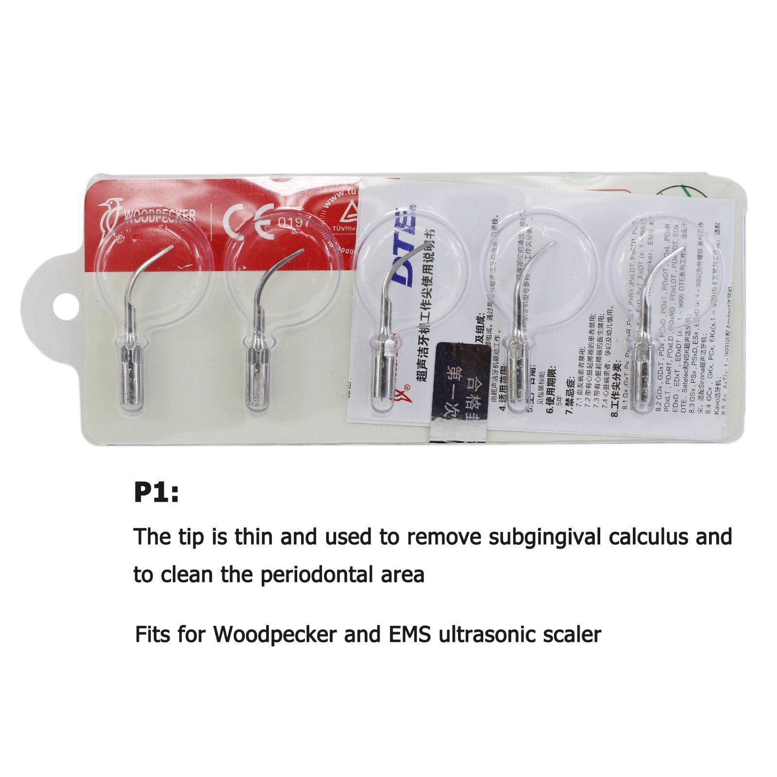Woodpecker HW-5L Ultrasonic Scaler Handpiece Dental Piezo Tips G1 G4 P1 P3 EMS