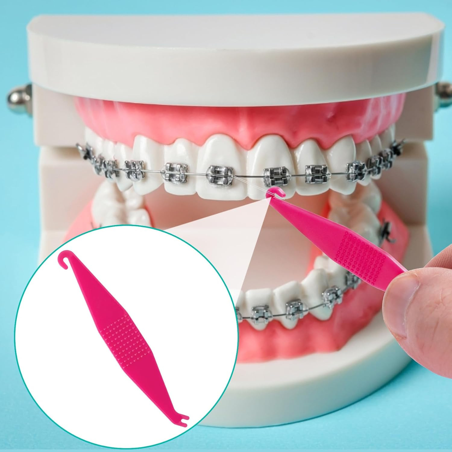 50Pcs Orthodontic Rubber Bands Tool for Braces, Colorful Elastic Dental Placer f