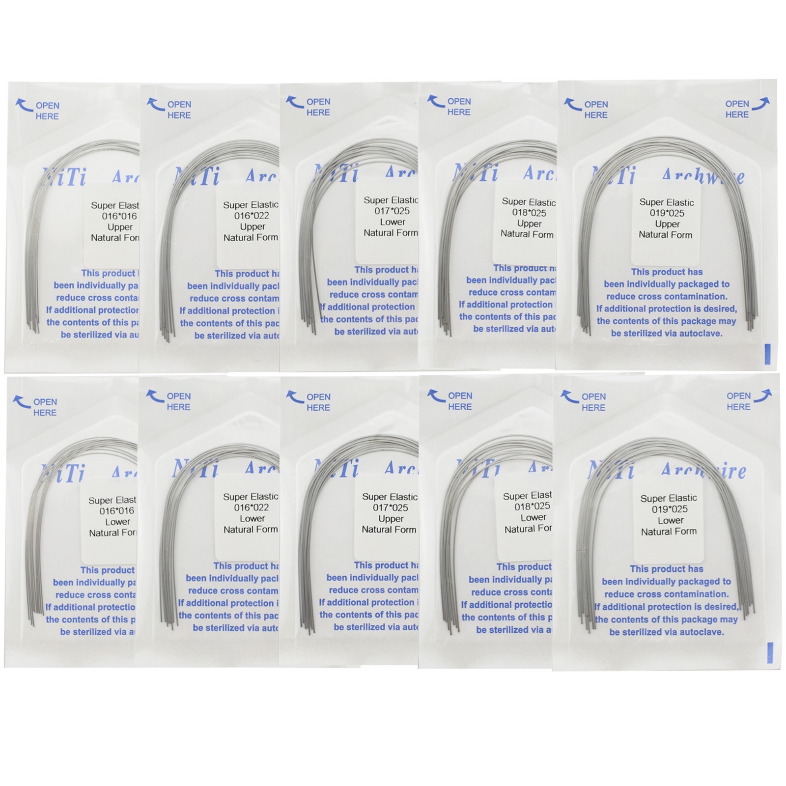 100PCS Dental Orthodontic Niti Arch Wire Natural Form Arches Round Rectangular