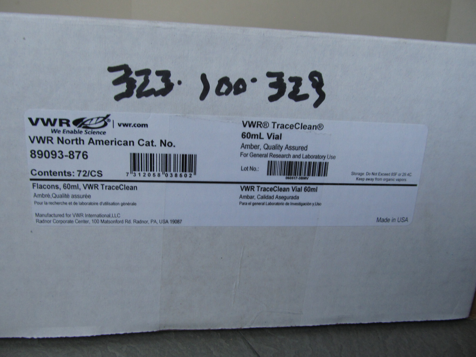 NIB Sealed Case 72-Count VWR TraceClean 60ml Vial Amber + 30-Count Open Box