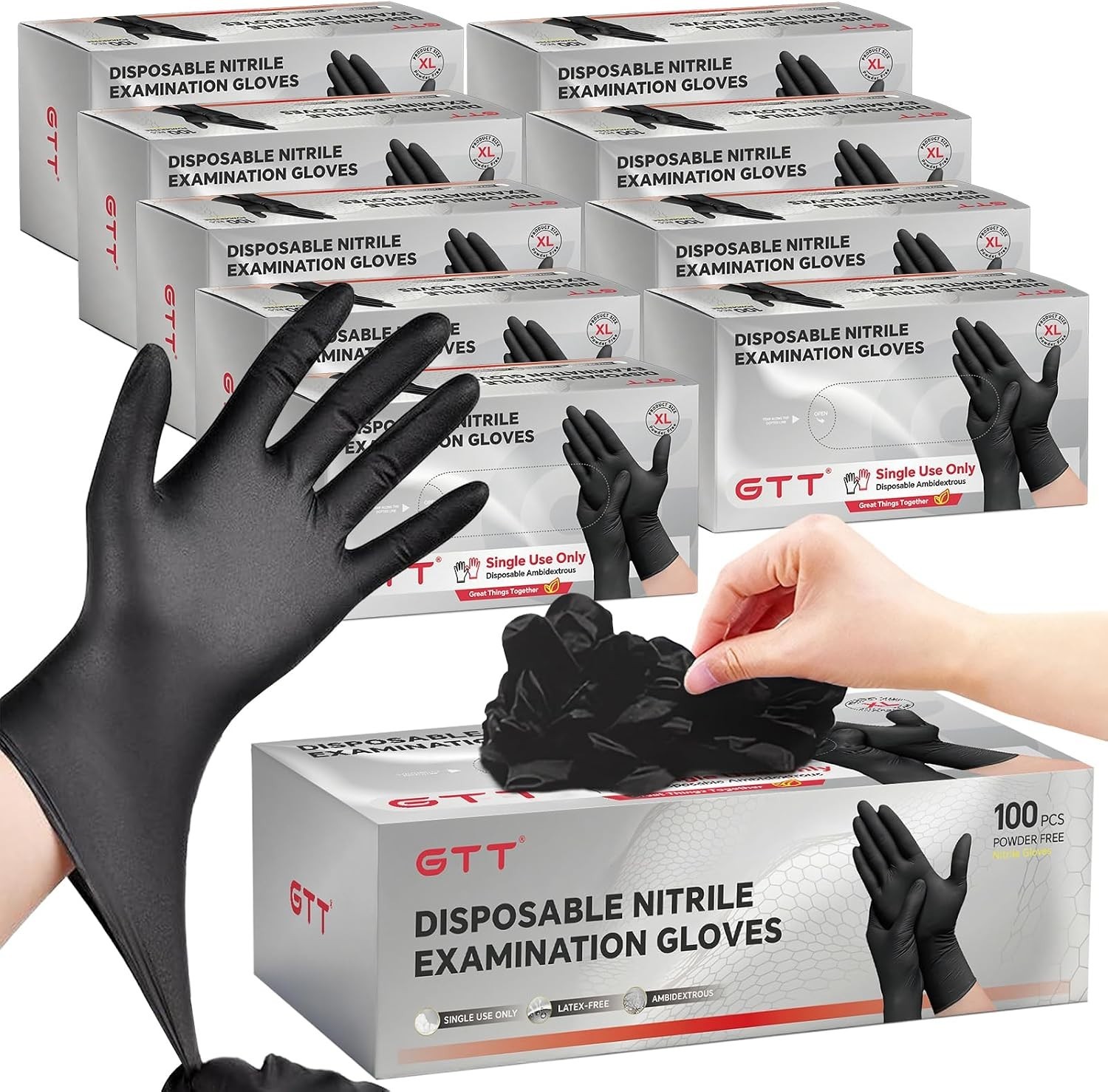 Disposable Black Nitrile Gloves 6 Mil – 1000 pcs for Food Prep & First Aid