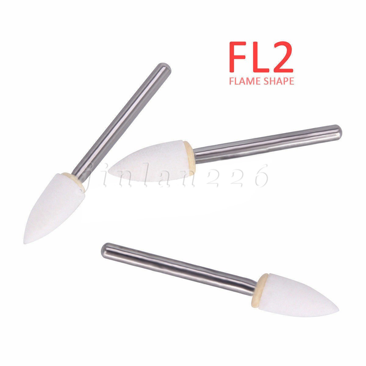 Dental White Polishing Stones – Flame FL2 FG – Arkansas Stone – Meta – 12 pieces