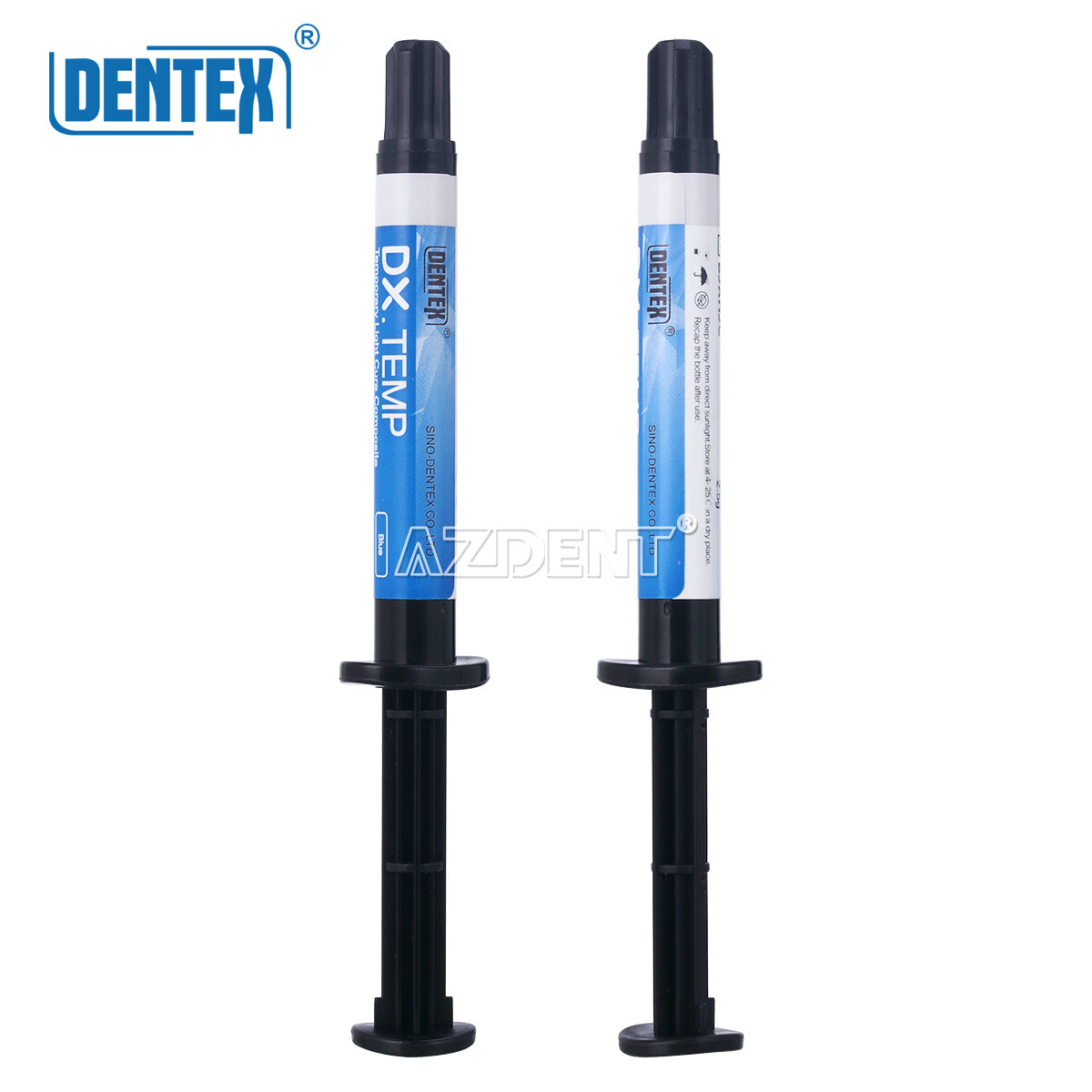 20pack Dentex DX.TEMP Dental Composite Resin 2.5g Temporary Flow Light Cure Blue