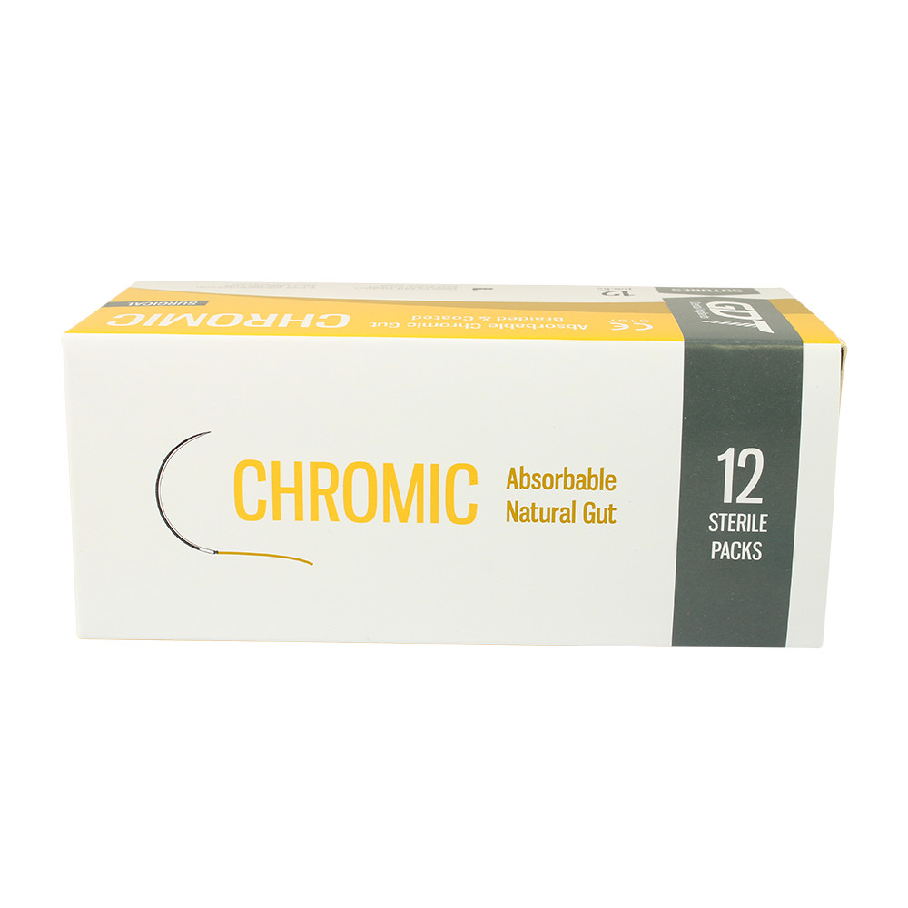 Dental Monofilament Chromic Coating Atraumatic Gut Absrbble Braided Suture 75cm