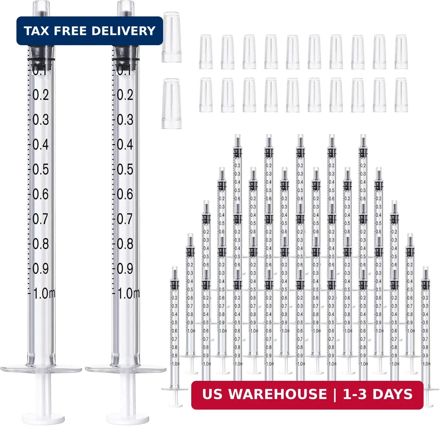 100 Pack 1Ml Syringes with Caps, 1Cc Syringe Needleless, Small Oral Syringe with