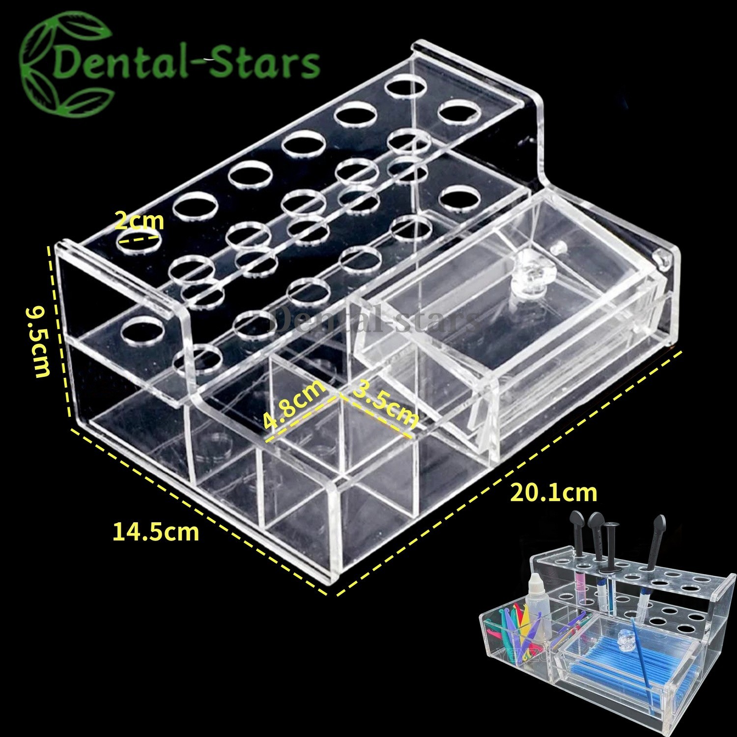 Dental Composite Syringe Acrylic Organizer Holder Resin Applicator Adhesive Rack