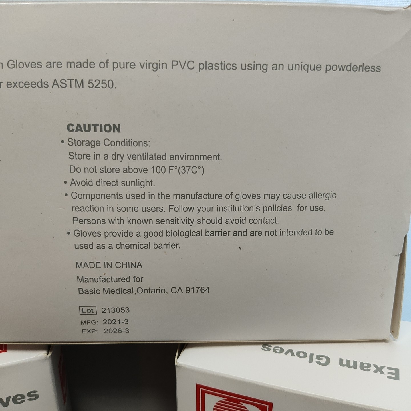 3 BoxesBasic Vinyl Synthetic Exam Gloves Sz Med 100 Gloves Per Box Ambidextrous