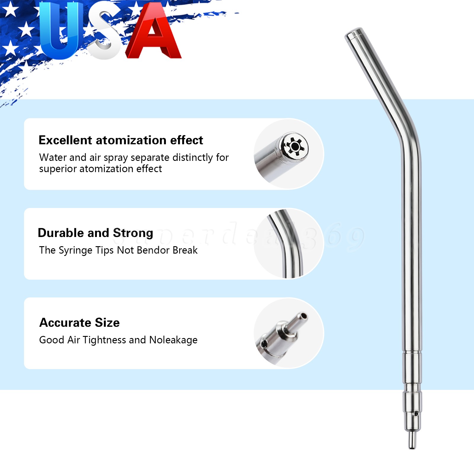 50x Dental Air Water Syringe Spray Nozzles 3-in-1 Alloy Tubes Tips Three Way SA