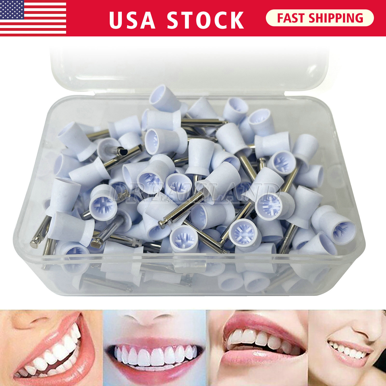 100 Pcs/Box Dental Polishing Cups Latch Type Prophy Cups 4 Webbed