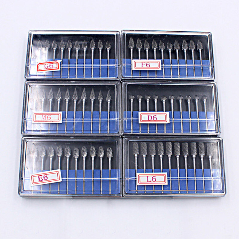 10 PCS Dental Lab Polishing Bur Drills Tungsten Steel Carbide Burs 2.35MM US