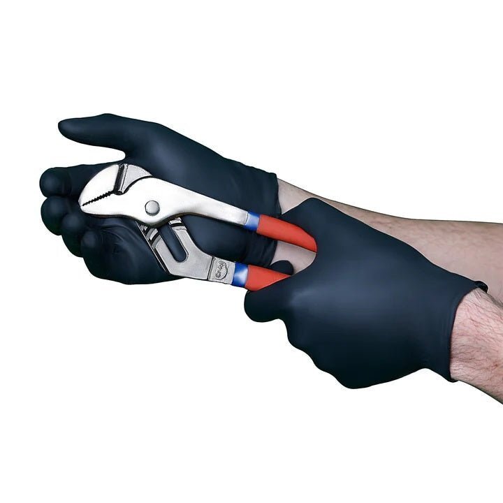 VGuard Black Nitrile Disposable Gloves Powder Latex Free 5 & 7 Mil 100 Count Box