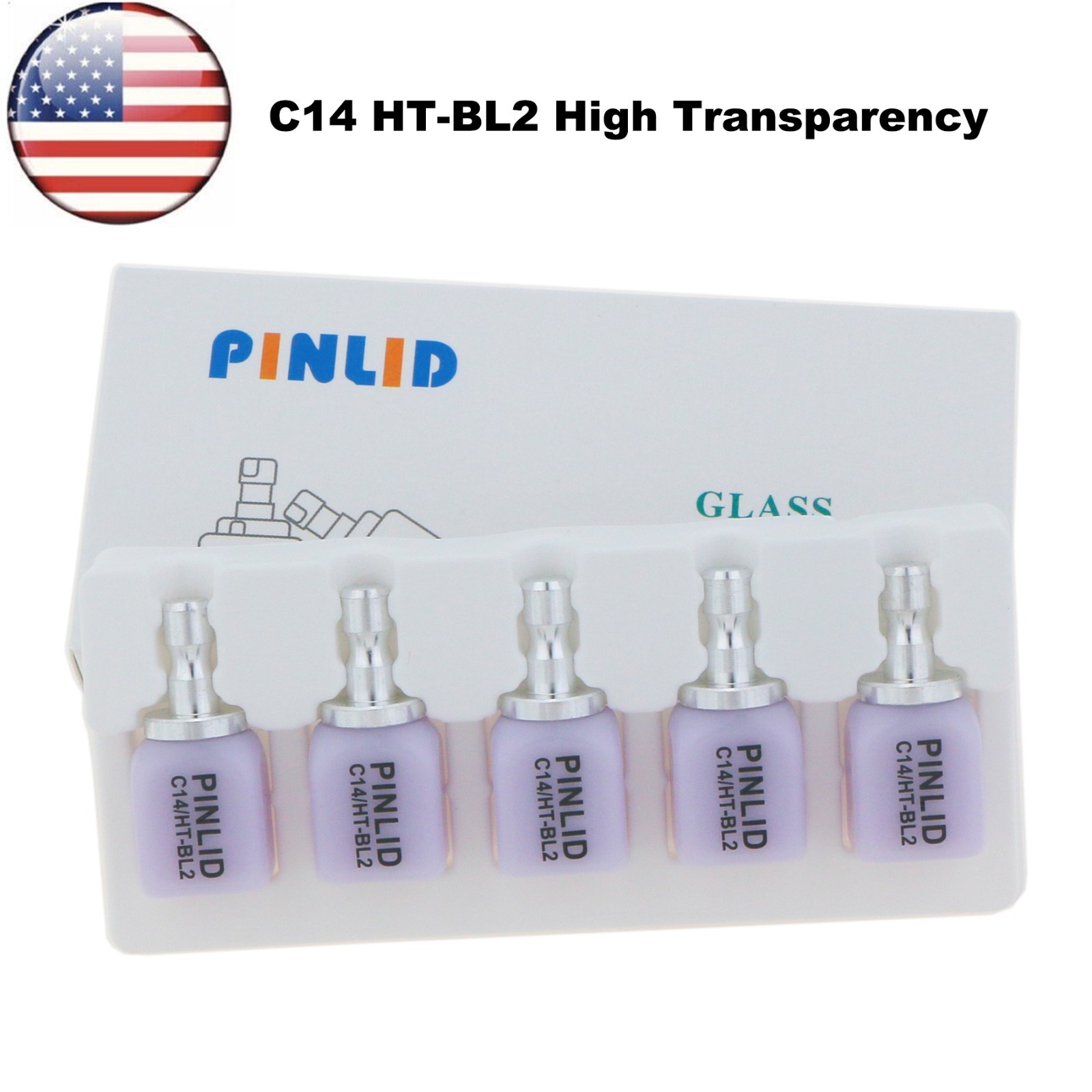 US HT C14 Dental Emax Glass Ceramic Lithium Dislicate Blocks CEREC CAD CAM Block