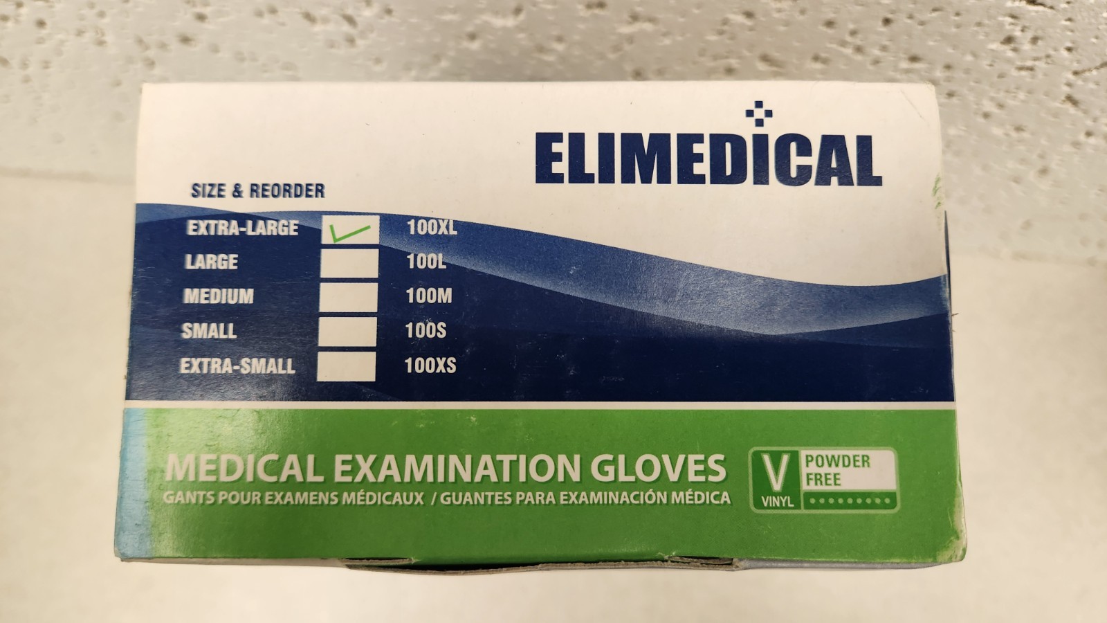 Elimedical Vinyl Gloves | 100 pairs | Extra Large | POWDER FREE | Ambidextrous
