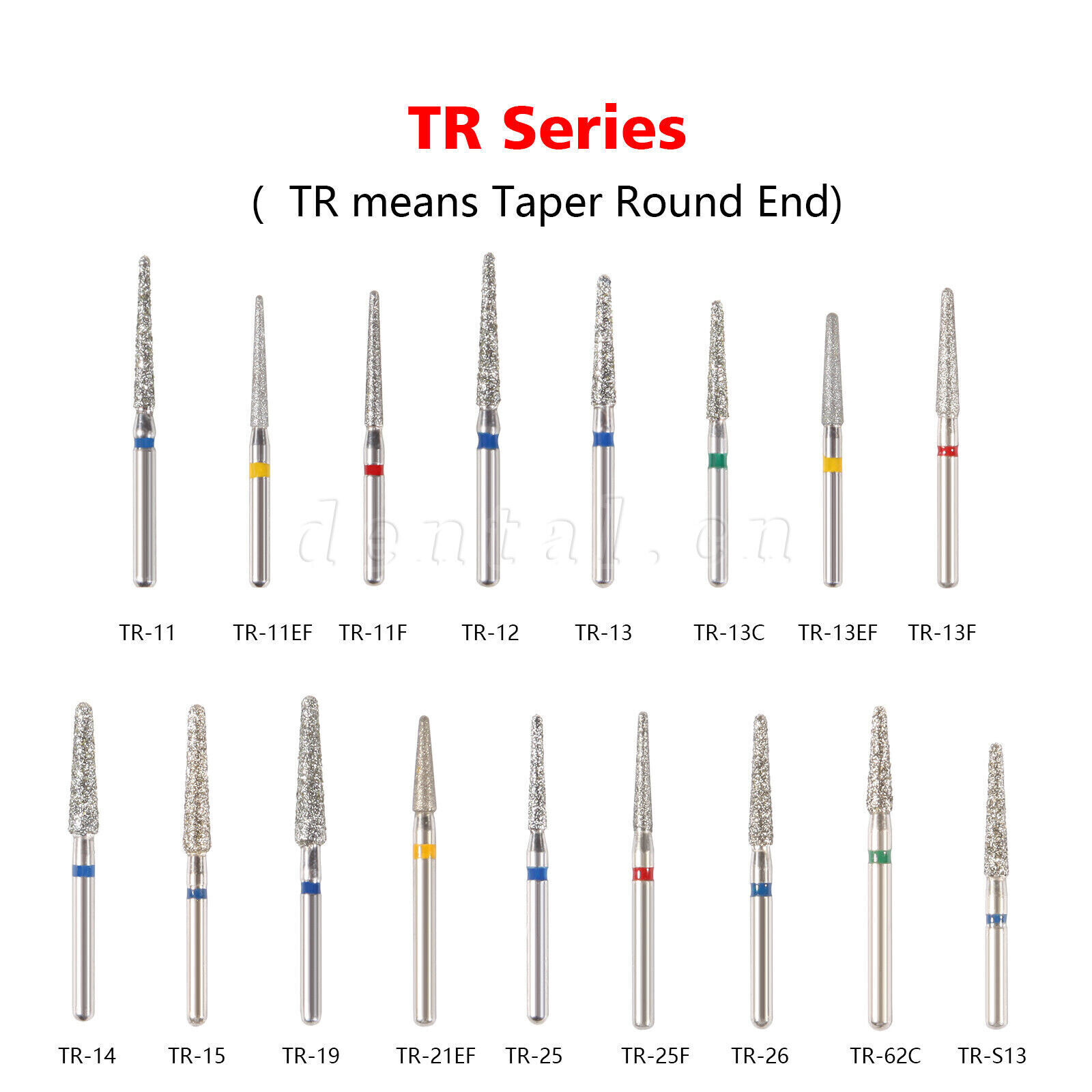 50 pcs Dental Turbine Diamond Burs For High Speed Handpiece Friction Grip Burs