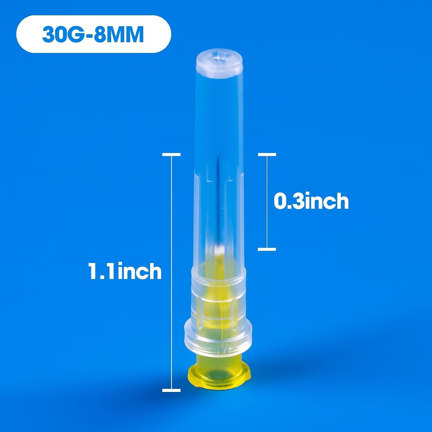 100 Pack 30 Ga 5/16 Inch Disposable Needles with Caps for Scientific and Industr