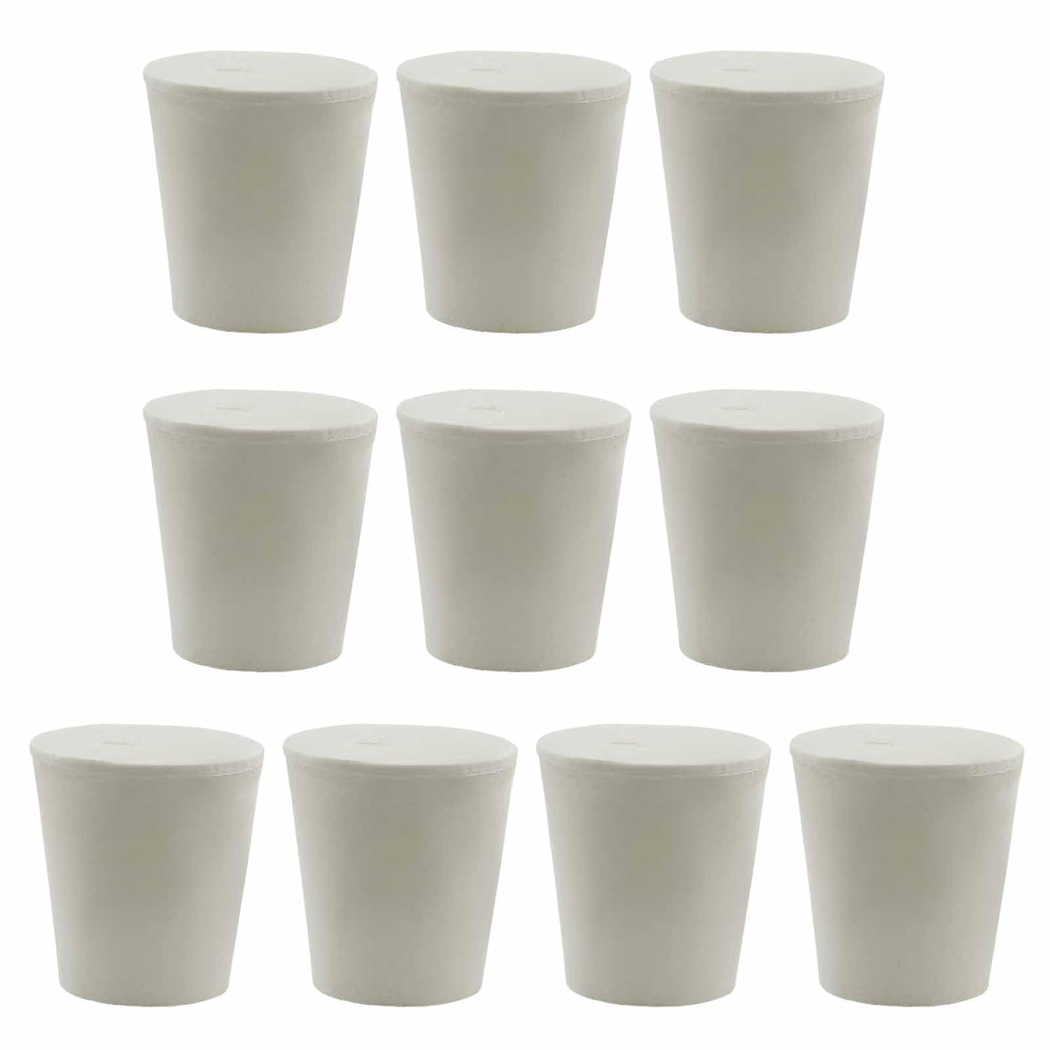 10 Pack Solid Rubber Stoppers – 3# Tapered Shaped Lab Bungs Plug – White Lab Plu
