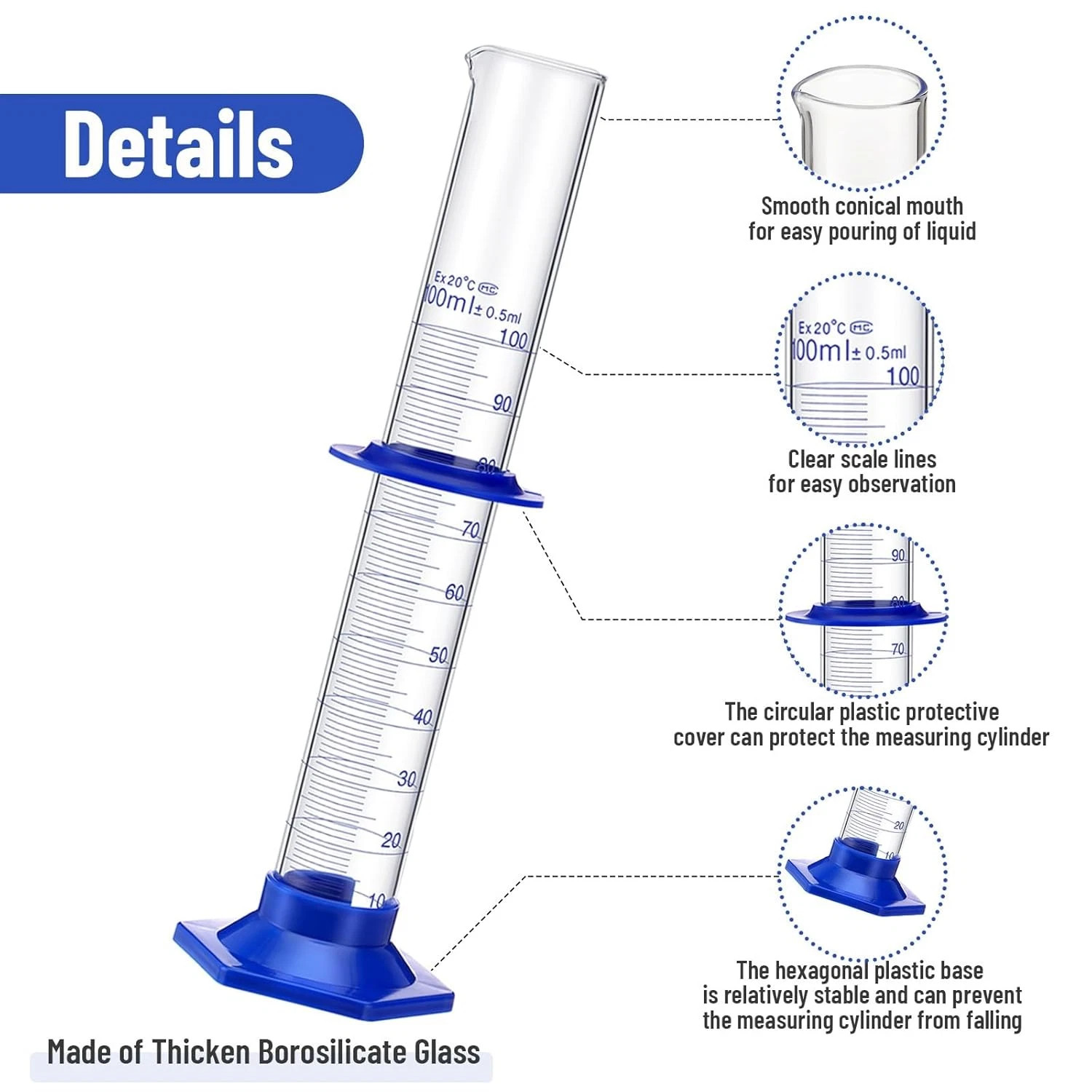 5Pcs/14Pcs Borosilicate Glass Lab Beaker,Graduated Cylinders Measuring Glassware