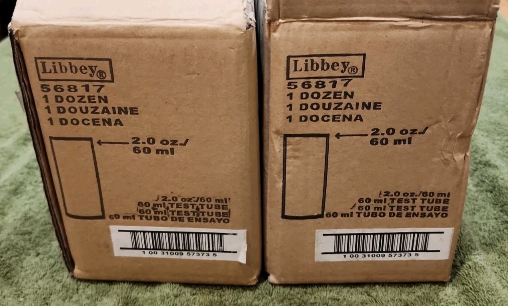 Libbey #56817 2oz 60ml Glass Test Tube 24X New In Box