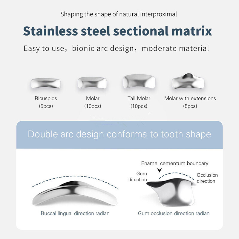 Dental Sectional Contoured Metal Matrix Bands/V3 Style /Niti Titanium Clamp Ring