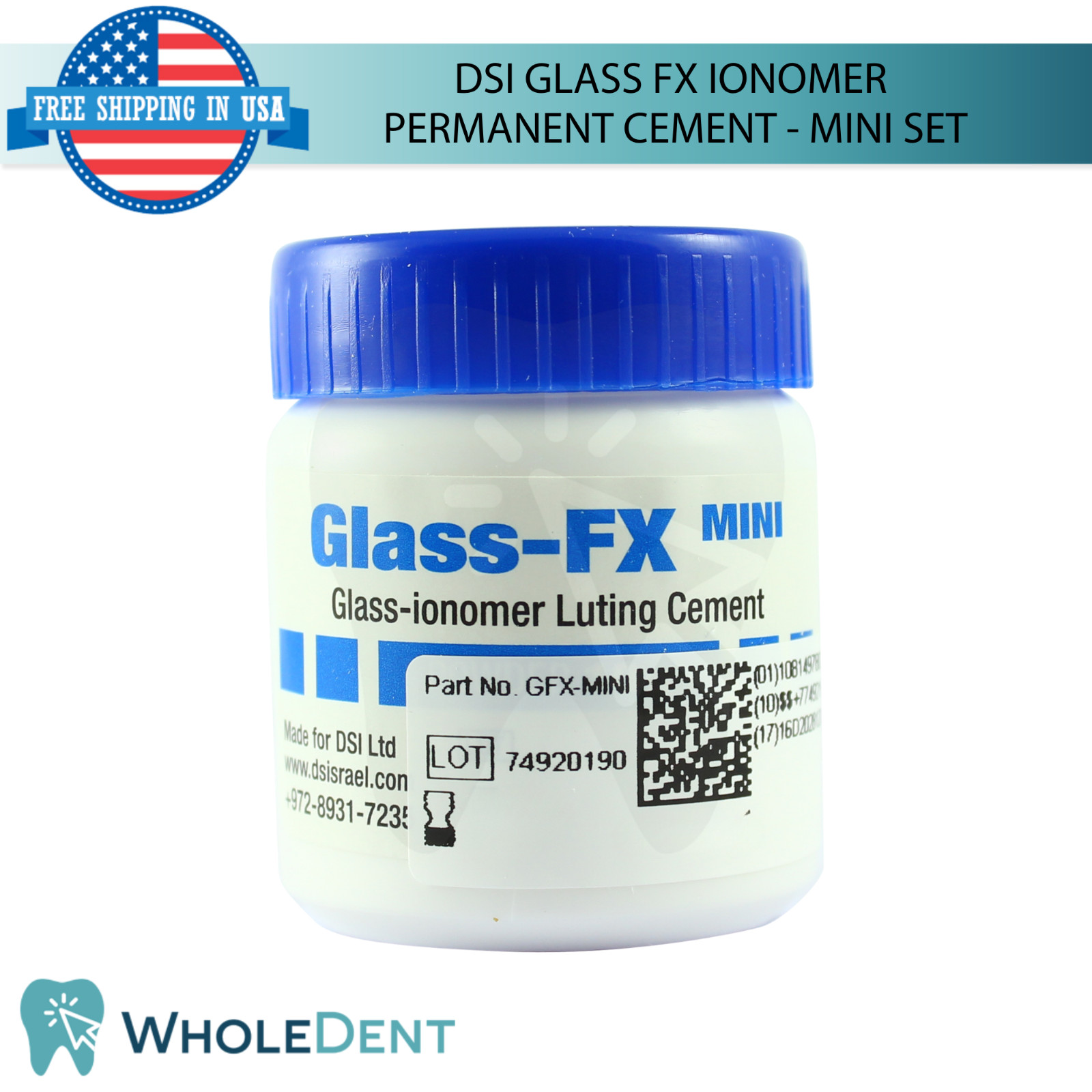 Glass FX lon0mer Permanent Cement Dental Restoration Adhesive Mini Set