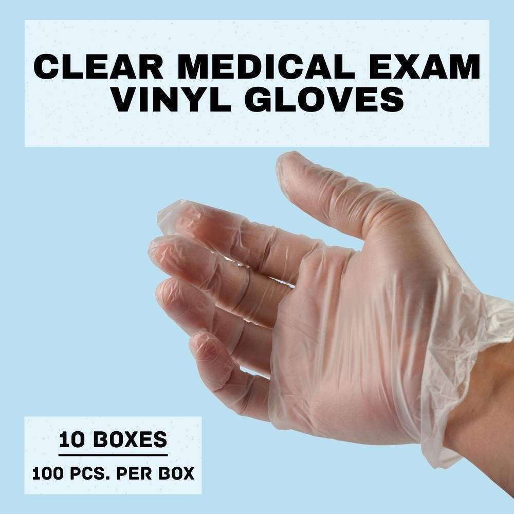 Powder-Free Vinyl Disposable Non Latex Gloves – Clear – 5 MIL-Medium 1000 Qty