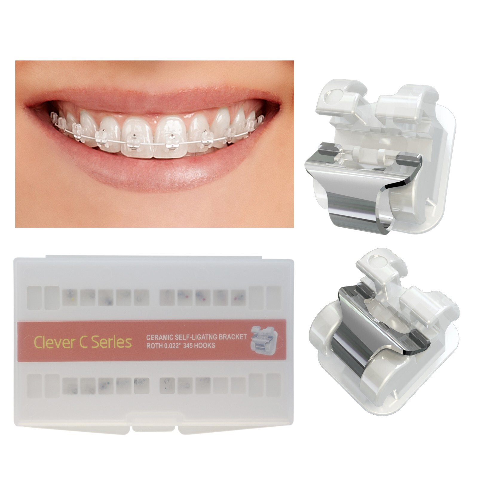 Orthodontic Bracket Self Ligating Ceramic Clear Aesthetic Interactive Roth 0.022