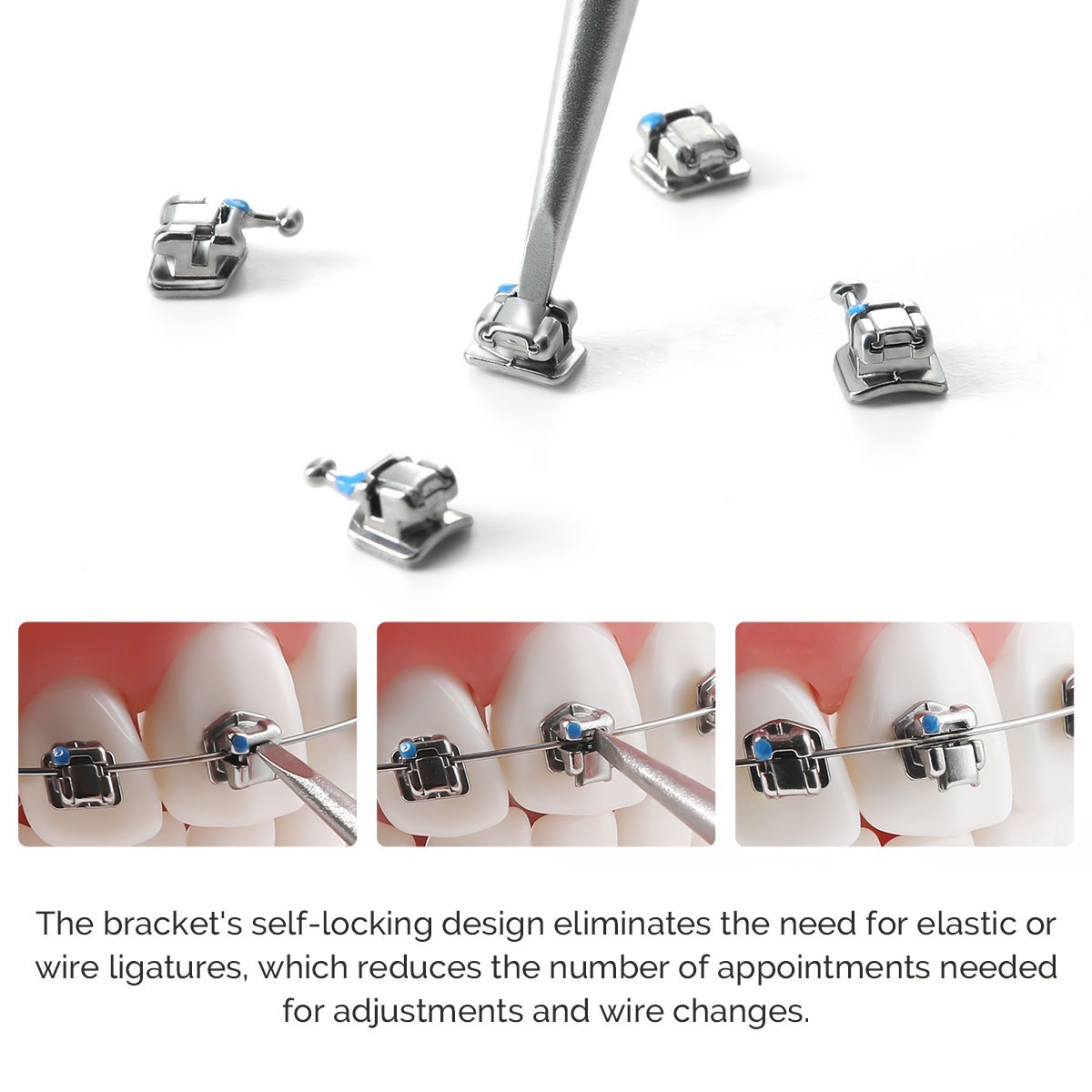 AZDENT Dental Orthodontic Self Ligating Braces Bracket Mini Roth.022 Hooks 345