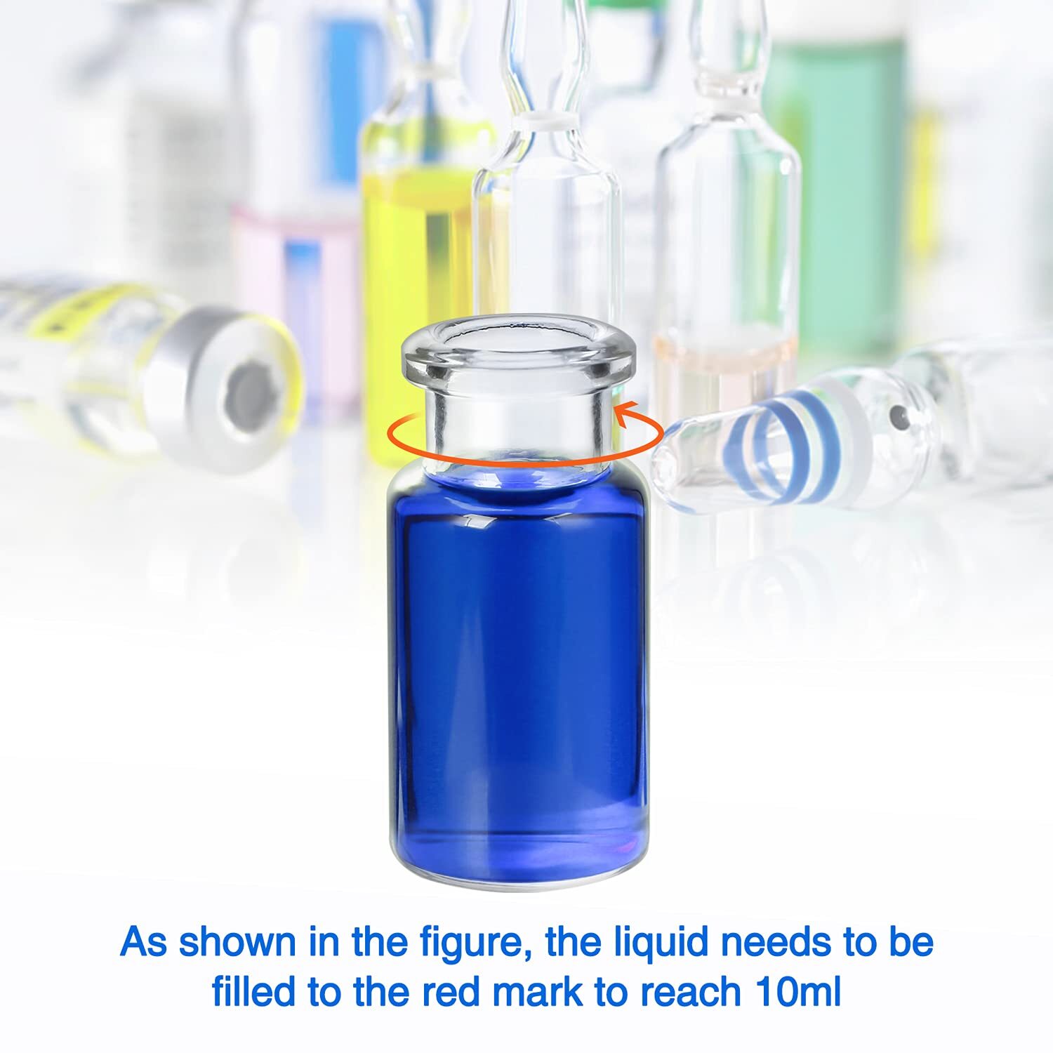 100/200/300/400/500 10ml Glass Clear Bottom Headspace Vial &Plastic-Aluminum Cap