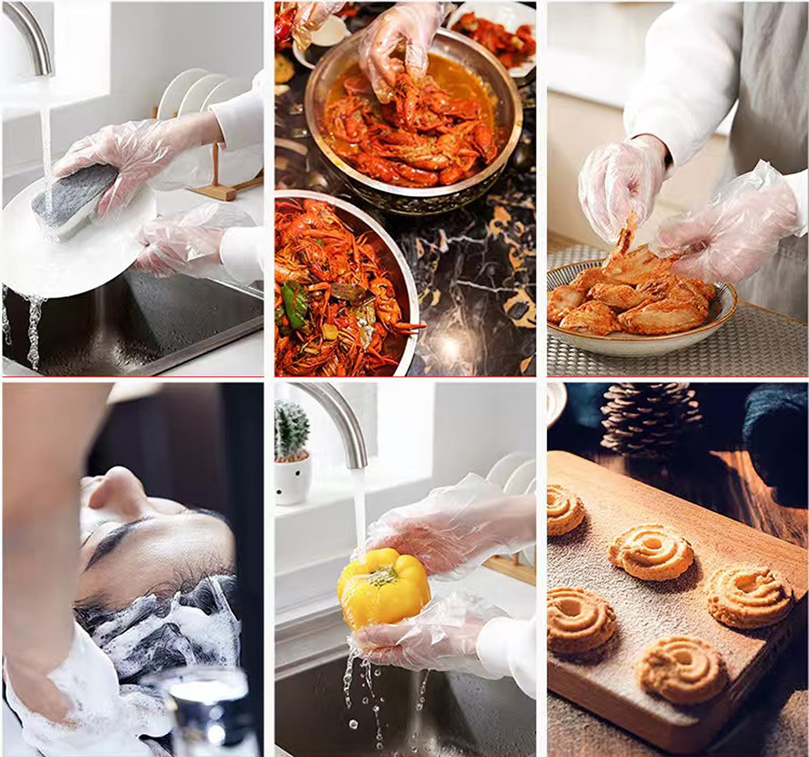 400 Count Disposable Poly Plastic Gloves for Cooking, Food Prep and Food Serv…
