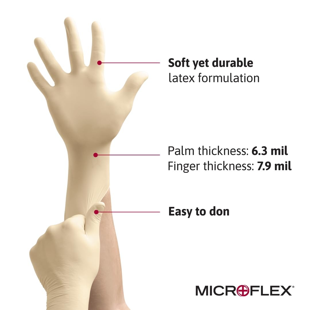 Microflex Diamond Grip Extra Small Latex Gloves Case of 1000 Disposable Gloves