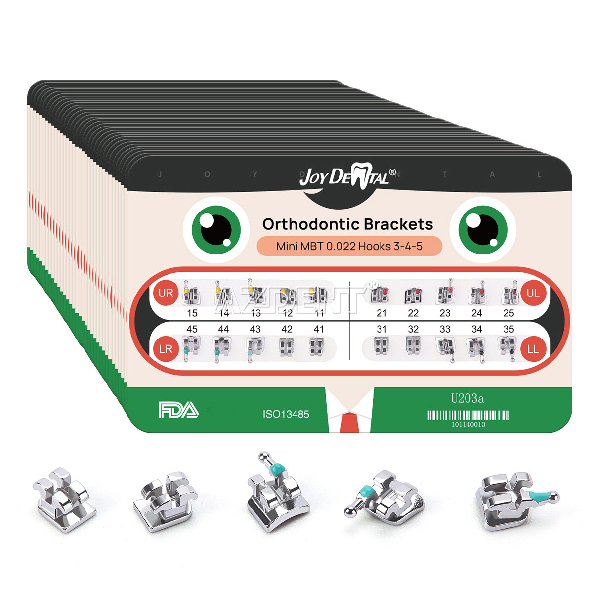 Dental Orthodontic MIM Monoblock Brackets Braces Roth/MBT 022/018 Hook 345